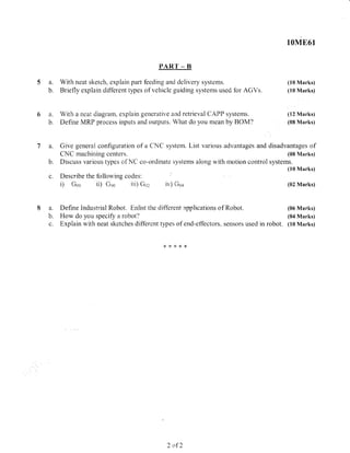 6th Semester Mechanical Engineering (June-2016) Question Papers | PDF