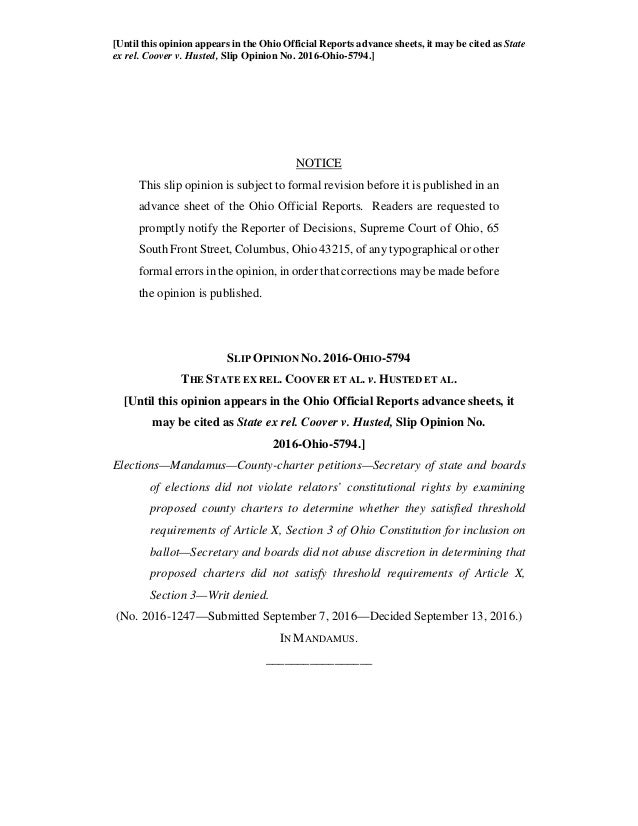 State ex rel. Coover v. Husted, Slip Opinion No. 2016Ohio5794