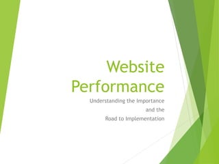 Website
Performance
Understanding the Importance
and the
Road to Implementation
 