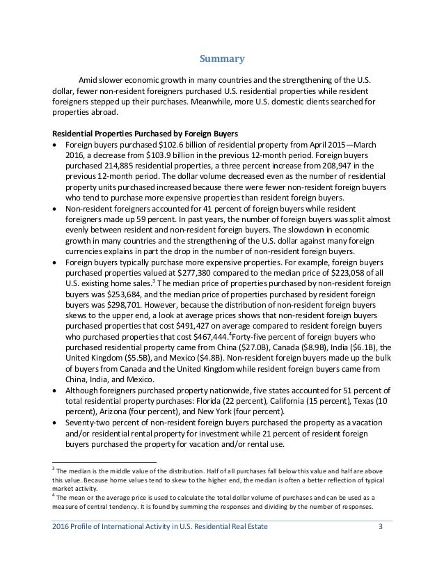 2016 profile of international activity in us residential real estate 3 5