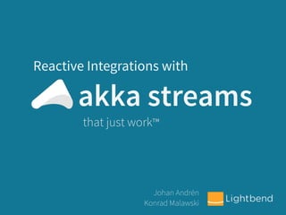 akka streams
Reactive Integrations with
that just work™
Johan Andrén
Konrad Malawski
 