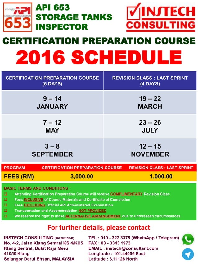 2016 American Petroleum Institute (API) 653 Aboveground Storage Tanks