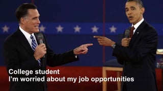 College student
I’m worried about my job opportunities
 