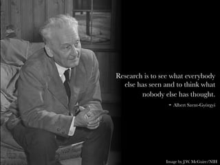 Research is to see what everybody
else has seen and to think what
nobody else has thought.
- Albert Szent-Györgyi
Image by J.W. McGuire/NIH
 