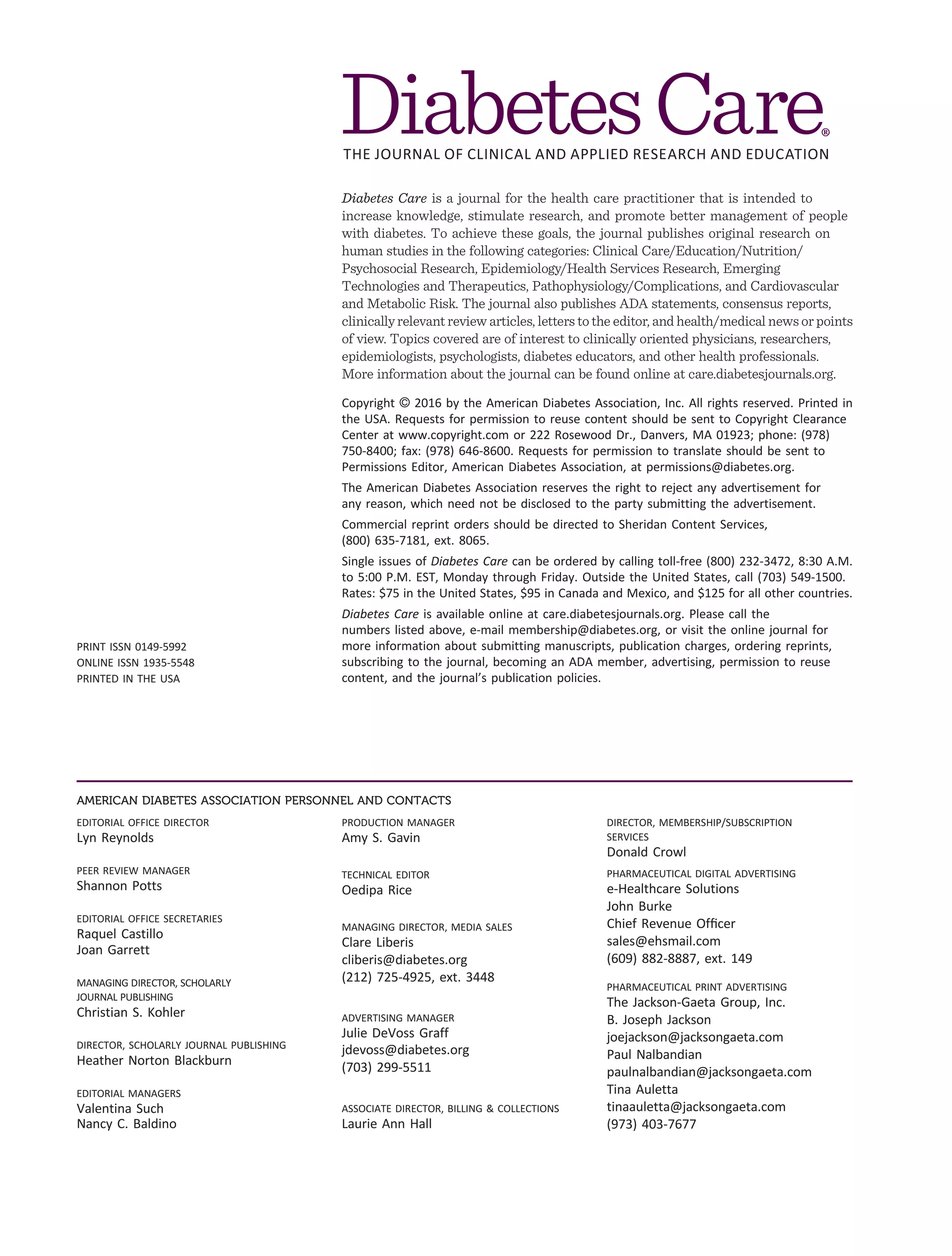 Standards of Medical Care in Diabetes 2016 | PDF