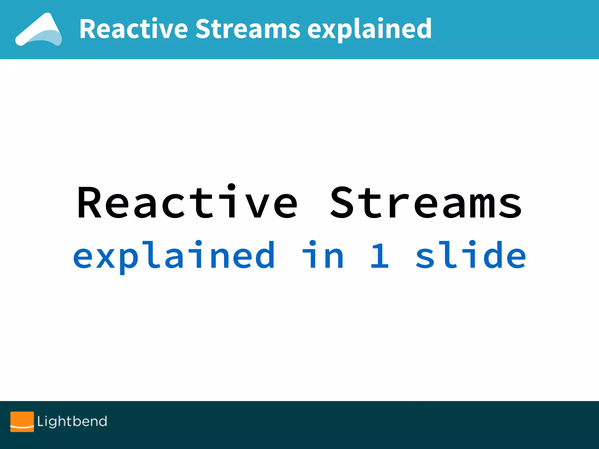Reactive Streams explained
Reactive Streams
explained in 1 slide
 
