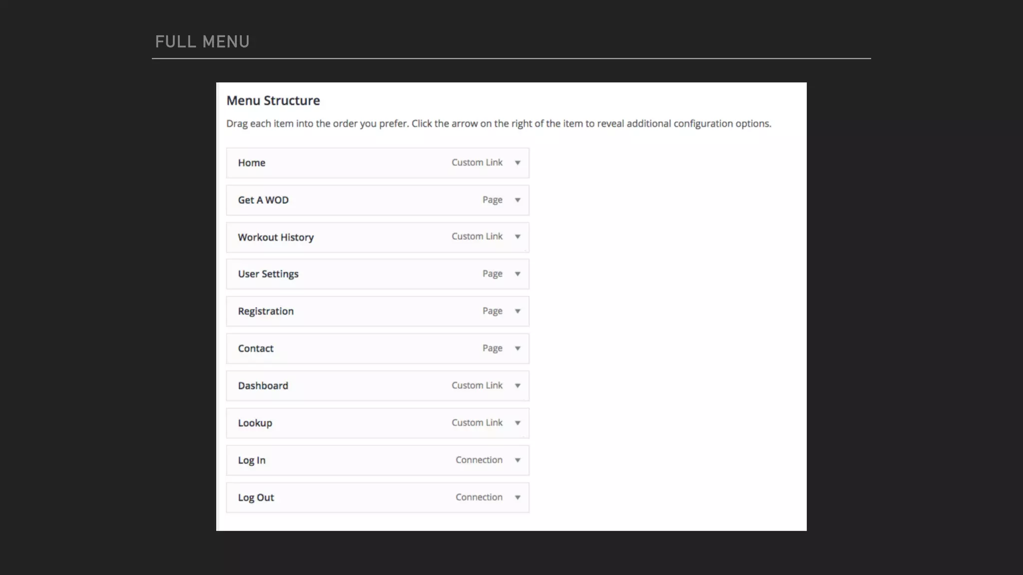 FULL MENU
 