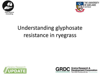 Understanding glyphosate
resistance in ryegrass
Plant Science
Consulting
 