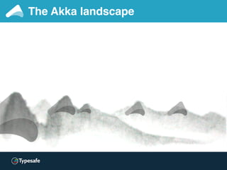 The Akka landscape
Akka
Actor
IO
Cluster
Cluster Tools (PubSub, Sharding, …)
Persistence & Persistence Query
Streams
HTTP
...