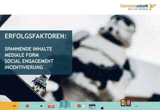 6969
ERFOLGSFAKTOREN:
SPANNENDE INHALTE
MEDIALE FORM
SOCIAL ENGAGEMENT
INCENTIVIERUNG
 