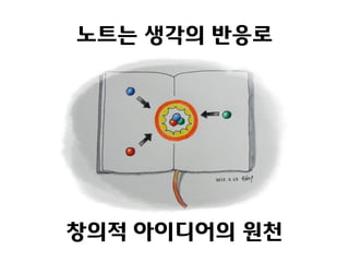 노트는 생각의 반응로
창의적 아이디어의 원천
 