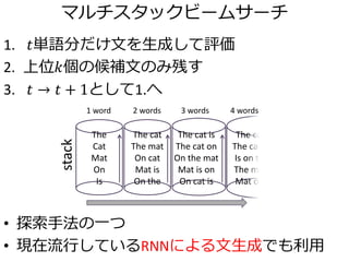 Im2Text [Ordonez+, NIPS 2011]
• 手法：オーソドックスなリランキング
• 貢献
– 100万画像+キャプション（SBUデータセット）
– データを増やす効果を確認
cf. 80M tiny images [Torralba+, TPAMI 2008]
 