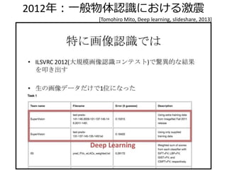ここまでのまとめ
• 既存キャプションの再利用
• テンプレートを利用した新規キャプション生成
× 表現能力に問題あり
• テンプレートに依らない新規キャプション生成
✔ 新規にキャプションを生成可能
A small gray dog
on a leash.
A black dog
standing in
grassy area.
A small white dog
wearing a flannel
warmer.
入力
データセット
 
