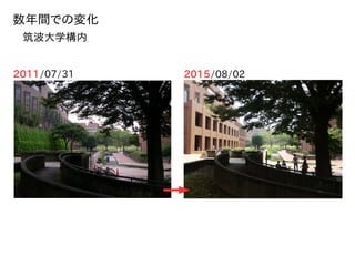 2011/07/31 2015/08/02
数年間での変化
筑波大学構内
 