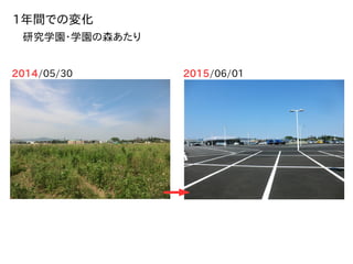 2014/05/30 2015/06/01
1年間での変化
研究学園・学園の森あたり
 