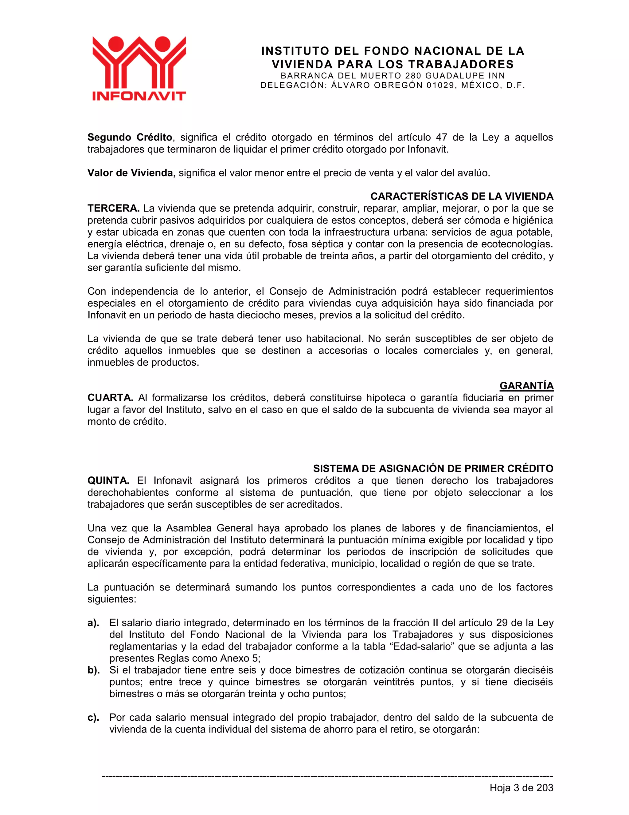 Proyecto de Nuevas Reglas de Otorgamiento de Créditos Infonavit | PDF