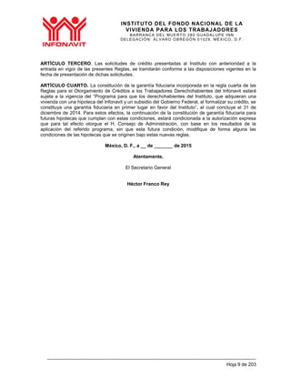 Proyecto de Nuevas Reglas de Otorgamiento de Créditos Infonavit | PDF