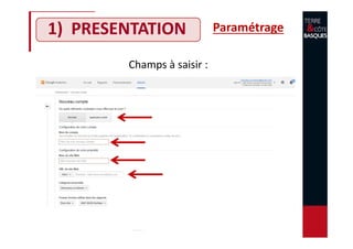 1) PRESENTATION Paramétrage
Champs à saisir :
 