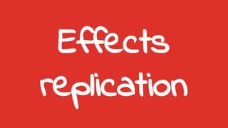diskless replication
● how normal replication works.
master->fork->rdb on disk->main process streams to slave
slave->save to disk while serving clients->flushdb->load rdb
● disadvantages of diskless replication
○ slaves must connect together
○ slave side flush before RDB was fully received
○ on slow network, longer fork duration
● a word about fork() and CoW?
 