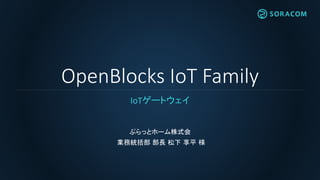 OpenBlocks IoT Family
IoTゲートウェイ
ぷらっとホーム株式会
業務統括部 部長 松下 享平 様
 