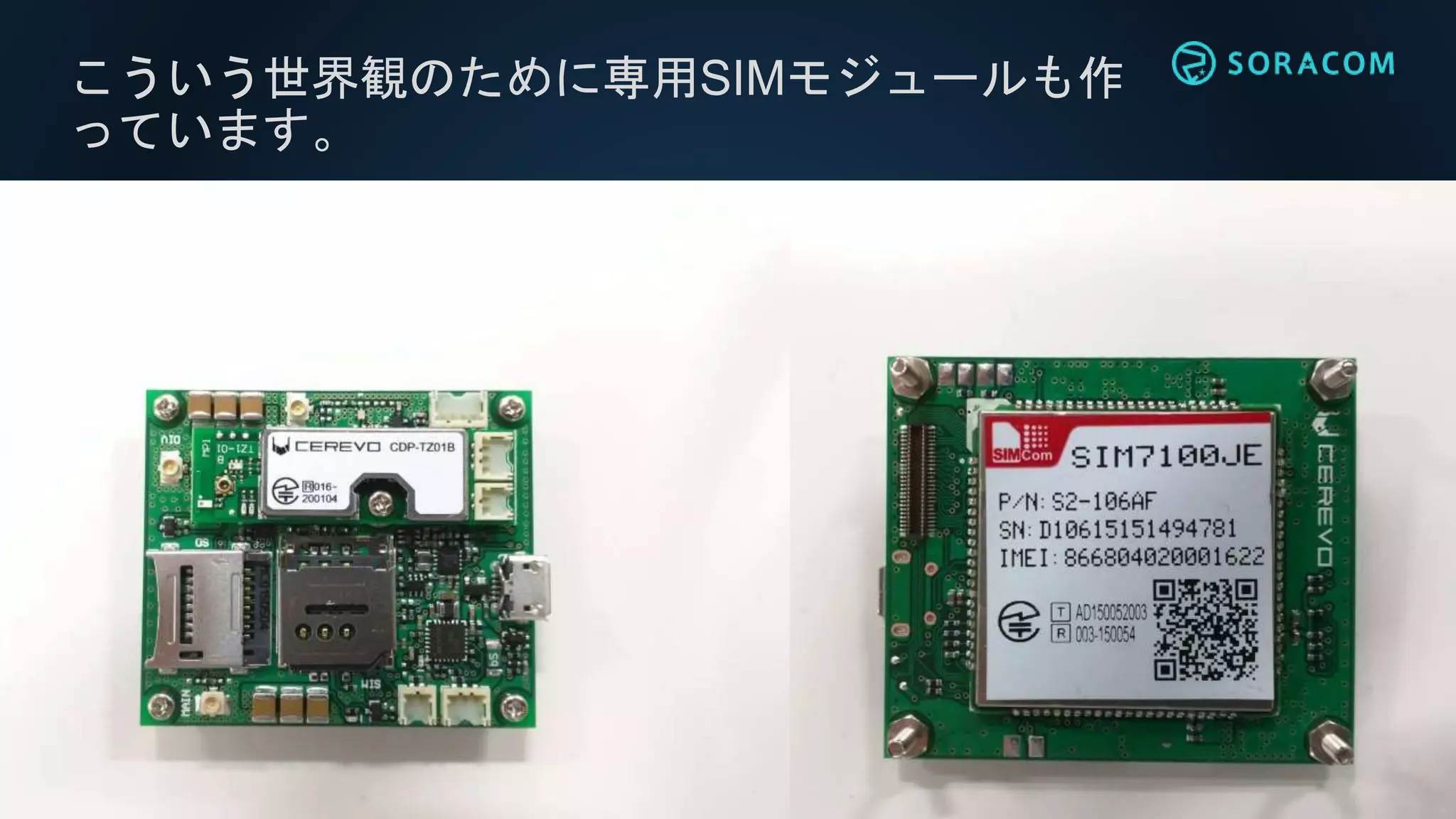 こういう世界観のために専用SIMモジュールも作
っています。
 