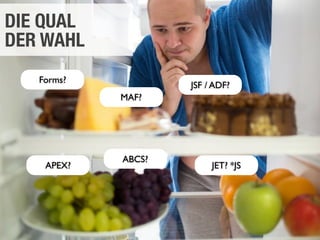 #devcamp16, Bonn 22
DIE QUAL
DER WAHL
APEX?
ABCS?
Forms?
JSF / ADF?
JET? *JS
MAF?
 