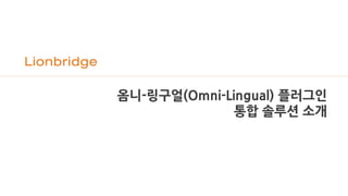 옴니-링구얼(Omni-Lingual) 플러그인
통합 솔루션 소개
 