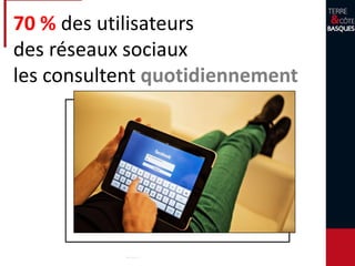 70 % des utilisateurs
des réseaux sociaux
les consultent quotidiennement
 