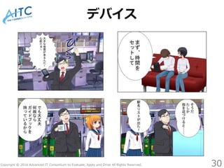 Copyright © 2016 Advanced IT Consortium to Evaluate, Apply and Drive All Rights Reserved.
デバイス
30
 