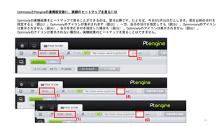 12
「ヒートマップ」で前日より前の日付を選択し、「実験URLのみ」にチェックを
入れてください。
 