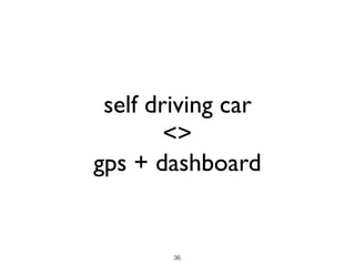 self driving car
<>
gps + dashboard
36
 