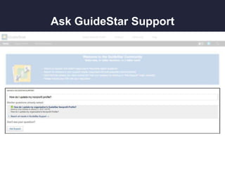 Ask GuideStar Support
 