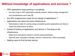 Without knowledge of applications and services ?
• HPC applications keep growing in complexity
• too many bugs in HPC appl...