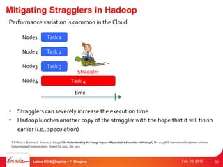 Mitigating Stragglers in Hadoop
Performance variation is common in the Cloud
• Stragglers can severely increase the execut...