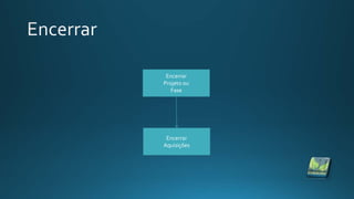 Encerrar
Projeto ou
Fase
Encerrar
Aquisições
 