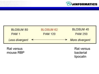 Rat versus
mouse RBP
Rat versus
bacterial
lipocalin
 