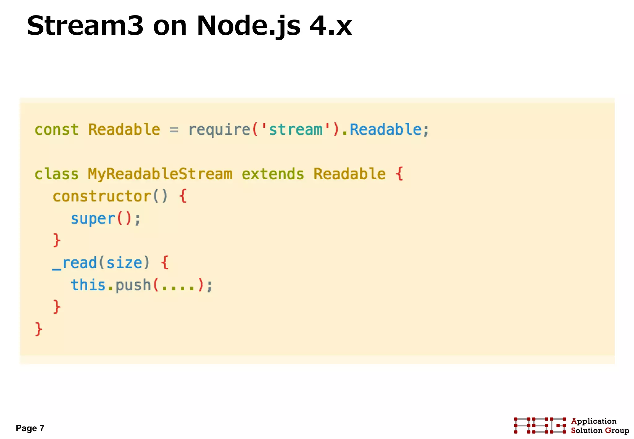 Page 7
Stream3 on Node.js 4.x
 