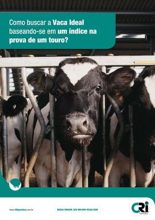 www.CRIgenetica.com.br NOSSA ORIGEM, SEU MELHOR RESULTADO
Como buscar a Vaca Ideal
baseando-se em um índice na
prova de um touro?
 