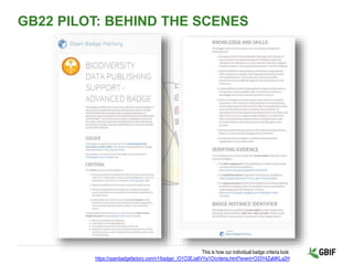 This is how our individual badge criteria look:
https://openbadgefactory.com/v1/badge/_/O1O3EJa6VYa1O/criteria.html?event=O33Y4ZaMKLa2H
GB22 PILOT: BEHIND THE SCENES
 