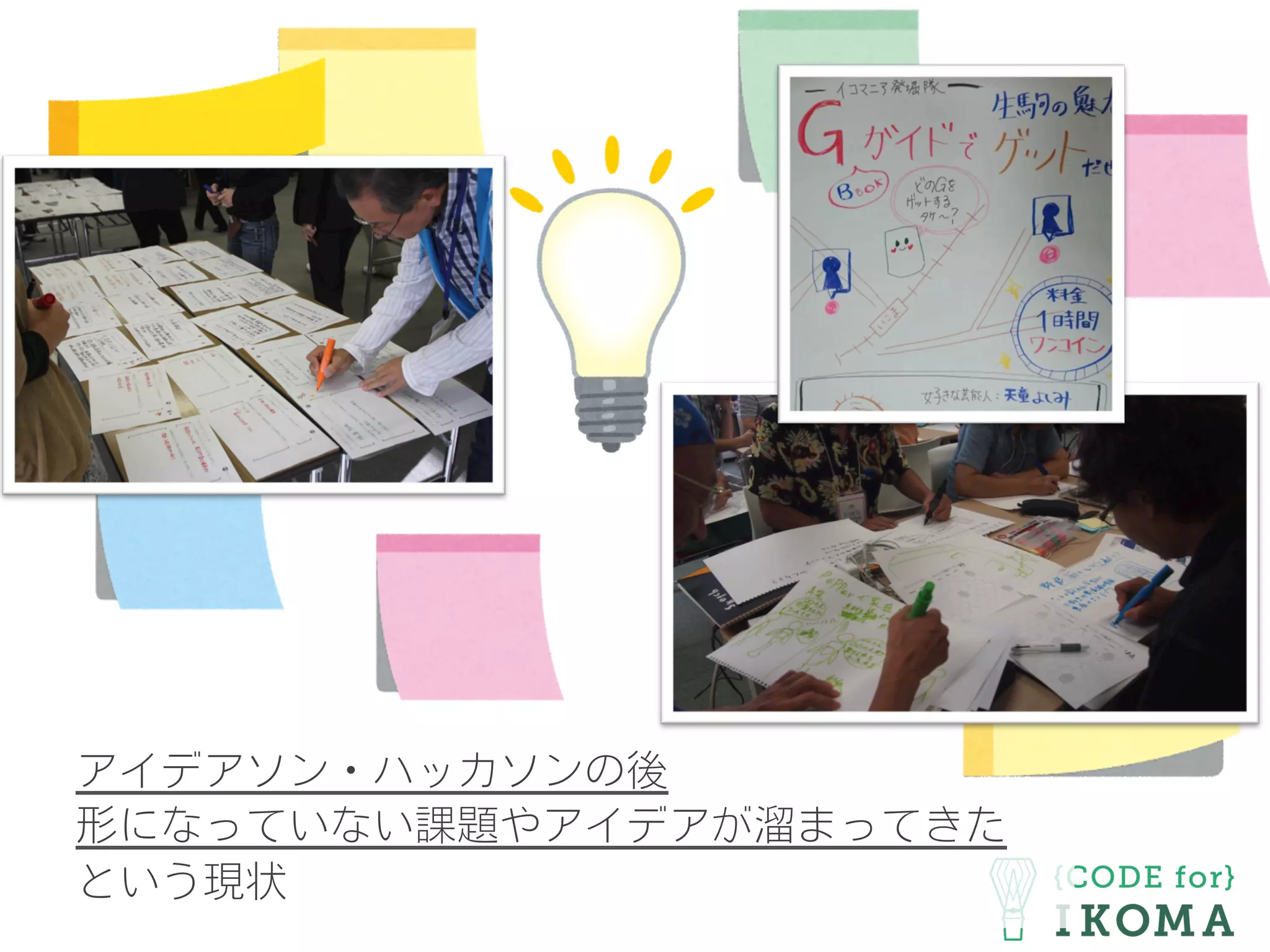 アイデアソン・ハッカソンの後
形になっていない課題やアイデアが溜まってきた
という現状
 