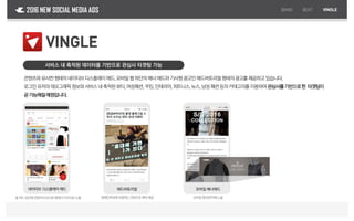 콘텐츠와유사한형태의네이티브디스플레이애드,모바일웹하단의배너애드와기사형광고인애드버토리얼형태의광고를제공하고있습니다.
로그인유저의데모그래픽정보와서비스내축적된뷰티,여성패션,쿠킹,인테리어,피트니스,뉴스,남성패션등의카테고리를이용하여관심사를기반으로한 타겟팅이
곧가능해질예정입니다.
2016 NEW SOCIAL MEDIA ADS
서비스 내 축적된 데이터를 기반으로 관심사 타겟팅 가능
BAND BEAT VINGLE
VINGLE
홈피드상단에콘텐츠와유사한형태의이미지로노출
네이티브 디스플레이애드
모바일웹방문자에노출
모바일 배너애드
캠페인목표에부합하는콘텐츠로제작제공
애드버토리얼
 
