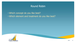 • Which concept do you like best?
• Which element and treatment do you like best?
Round Robin
243/8/16
 