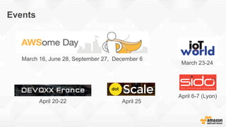 Events
April 20-22
March 23-24
April 6-7 (Lyon)
April 25
March 16, June 28, September 27, December 6
 