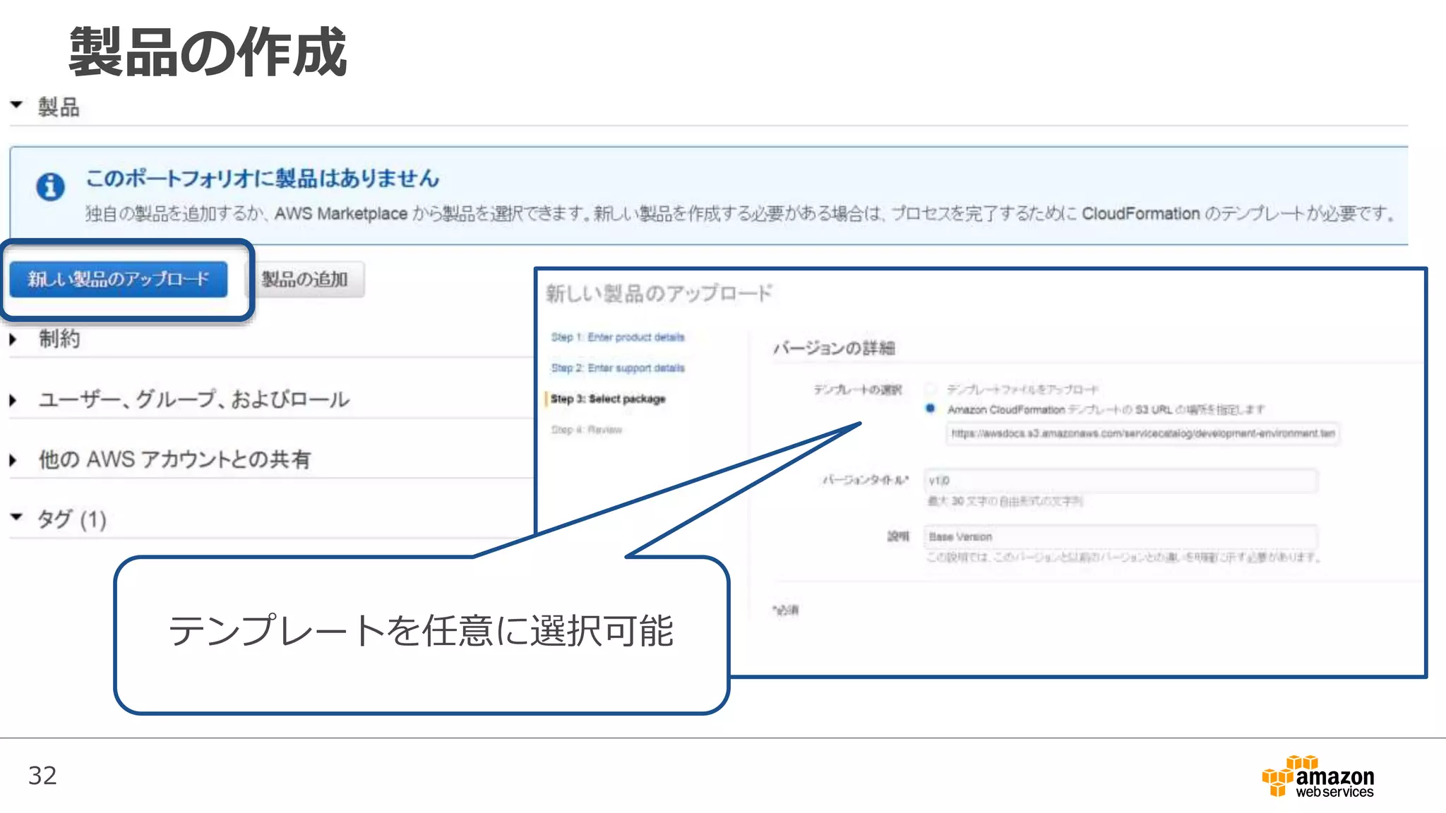 32
製品の作成
テンプレートを任意に選択可能
 