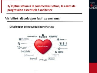3/ Optimisation à la commercialisation, les axes de
progression essentiels à maîtriser
Visibilité: développer les fluxentrants
Développer de nouveaux partenariats
 
