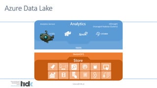 lukasz@tidk.pl
WebHDFS
YARN
U-SQL
Analytics Service HDInsight
(managed Hadoop Clusters)
Analytics
Store
Azure Data Lake
 
