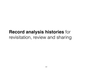 Record analysis histories for
revisitation, review and sharing
51
 