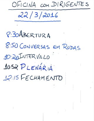 Oficina dos Dirigentes do SGDCA de Birigui-SP