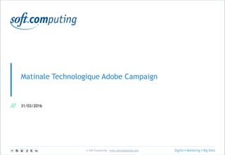 © Soft Computing – www.softcomputing.com
Matinale Technologique Adobe Campaign
31/03/2016
 
