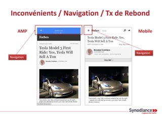 Inconvénients / Navigation / Tx de Rebond
AMP Mobile
Navigation
Navigation
 
